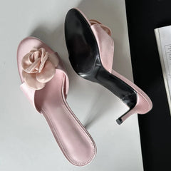 Narrow Band Party Stripper Slippers Mules Slides Shoes Low Heel Pumps