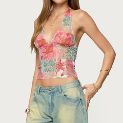 Women's Floral Halter Tank Tops