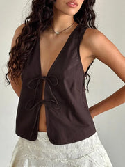 Bow Ties Sleeveless Crop Top