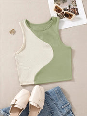Women's Cute Preppy Style Patchwork Tank Top