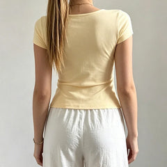 Y2K Twist Knot Front Short Sleeve Cropped Top