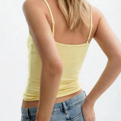 Solid Color Spaghetti Strap V-Neck Slim Fit Tank Tops