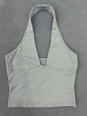 Halter Deep V Neck Crop Tank Tops