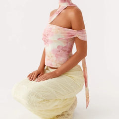 Y2k Strapless Floral Tube Top