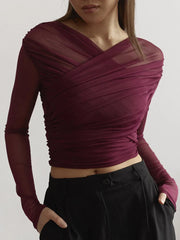 Chic Design Cross Neck Crop Top