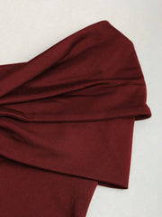 Off-Shoulder Pleating Metal Buckle Decor Crop Top