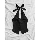 Y2K Sexy V-neck Halter Neck Crop Top