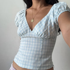 Y2k Gingham Crop Top