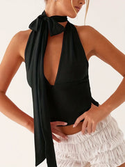 Halter Neck Backless Crop Top