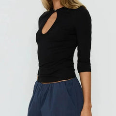Keyhole Cutout Slim Fit Crop Top