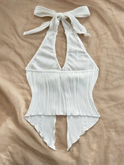 Sexy V-neck Halter Neck Crop Top