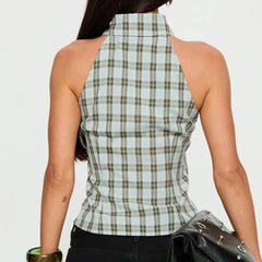 Y2K Gingham Halter Vest Top