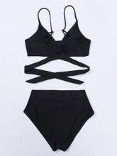 Sexy Black Double Strap Criss Cross Backless Bikini