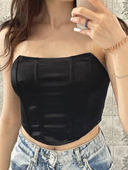 Sleeveless Off Shoulder Velvet Sexy Corset Crop Tops