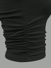 One Shoulder Ruched Crop Tank Top