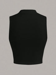 Casual Mock Neck Sleeveless Tank Top