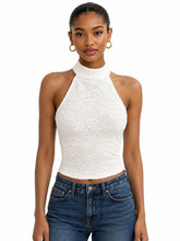 Floral Lace Halter Crop Top
