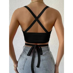 Sexy Casual Sleeveless Cut-Out Short Tee Shirt Crop Top