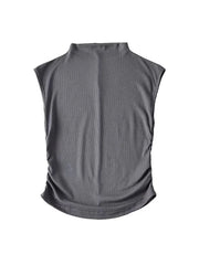 Black Turtleneck Crop Tank Top