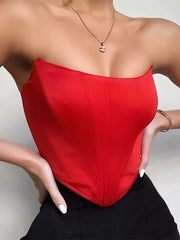 Sleeveless Off Shoulder Velvet Sexy Corset Crop Tops