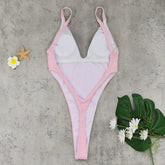 Luxury Diamond Pink Swimwear Women Sexy Hollow Out Backless Thong Bikini