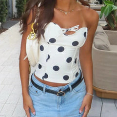 Polka Dot Strapless Corset Top