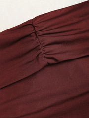 Off-Shoulder Pleating Metal Buckle Decor Crop Top