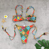 Sexy Yellow Geometry Print Bikini Set