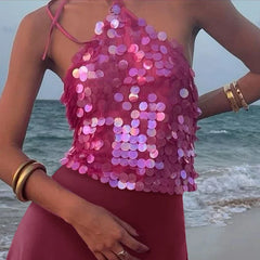 Sexy Sequin Rhinestone Crop Tops