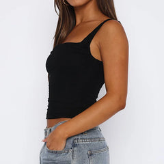 Solid Backless Streetwear Casual Slim Sleeveless Tops