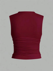 Women's Mock Neck Pleated Crop Top