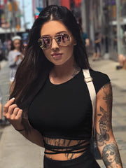 Black Short T-Shirts Sexy Crop Tops