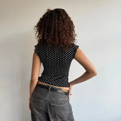 Polka Dot/Striped Bandage Wrap Crop Top