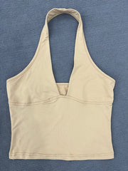 Halter Deep V Neck Crop Tank Tops
