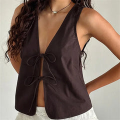 Bow Ties Sleeveless Crop Top