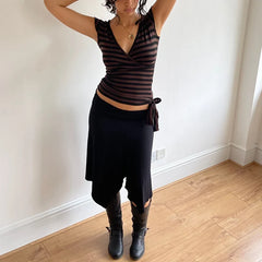 Polka Dot/Striped Bandage Wrap Crop Top