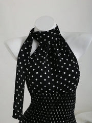 Polka Dot Halter Tie Top