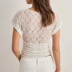 Sexy Lace Floral Sheer Slim Top