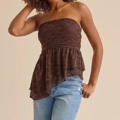 Off the Shoulder Lace Babydoll Tube Top