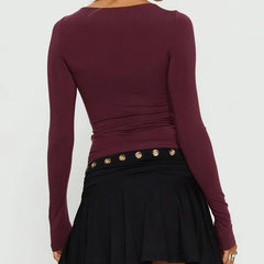 Front Drawstring Keyhole Cutout Cropped Top