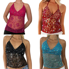 Y2k Sequin Sparkle Cami Top