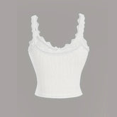 Women's Camisole Ribbed Lace Patchwork Crop Top