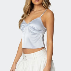 Lace Satin Tank Tops