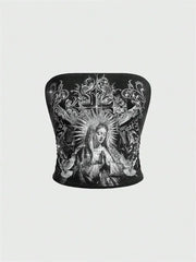 Gothic Print Tube Top