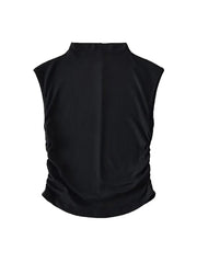 Black Turtleneck Crop Tank Top