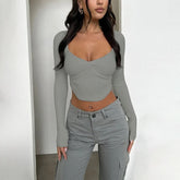 T-shirt Spring New Sexy Low Chest Crop Top