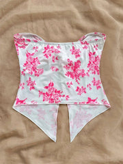 Floral Print Twist Knot Crop Top