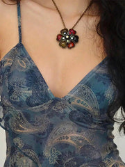 Mesh See Through Printed Vest Sexy Casual V-neck Sleeveless Suspender Camisole Patchwork Tank Top