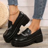 Round Toe Platform Fur British Style Casual Sneaker Oxfords Creepers Loafers