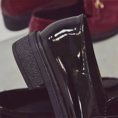 British Style Retro Patent Leather Buckle Solid Hedging Flats Loafers